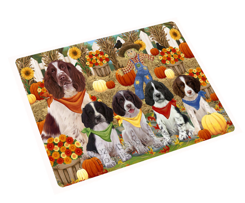 Fall Festive Gathering Springer Spaniel Dogs Cutting Board - For Kitchen - Scratch & Stain Resistant - Designed To Stay In Place - Easy To Clean By Hand - Perfect for Chopping Meats, Vegetables