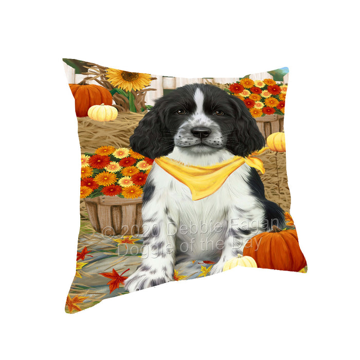 Fall Pumpkin Autumn Greeting Springer Spaniel Dog Pillow with Top Quality High-Resolution Images - Ultra Soft Pet Pillows for Sleeping - Reversible & Comfort - Ideal Gift for Dog Lover - Cushion for Sofa Couch Bed - 100% Polyester, PILA93106