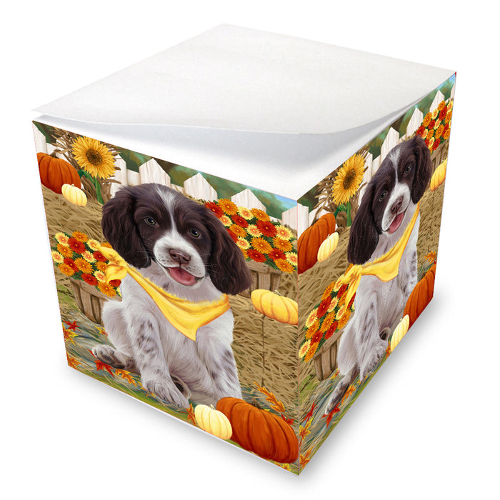 Fall Pumpkin Autumn Greeting Springer Spaniel Dog Note Cube NOC-DOTD-A57556