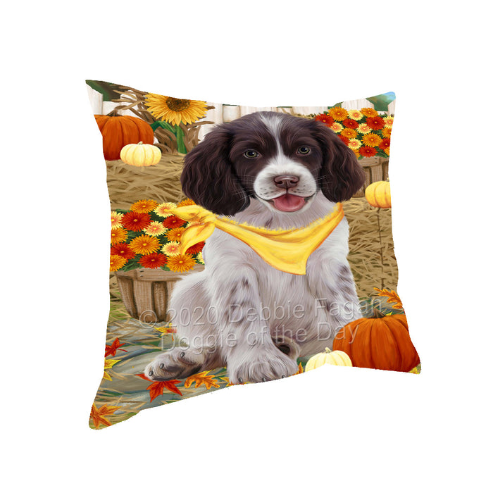 Fall Pumpkin Autumn Greeting Springer Spaniel Dog Pillow with Top Quality High-Resolution Images - Ultra Soft Pet Pillows for Sleeping - Reversible & Comfort - Ideal Gift for Dog Lover - Cushion for Sofa Couch Bed - 100% Polyester, PILA93103