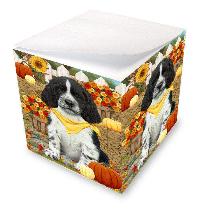 Fall Pumpkin Autumn Greeting Springer Spaniel Dog Note Cube NOC-DOTD-A57557