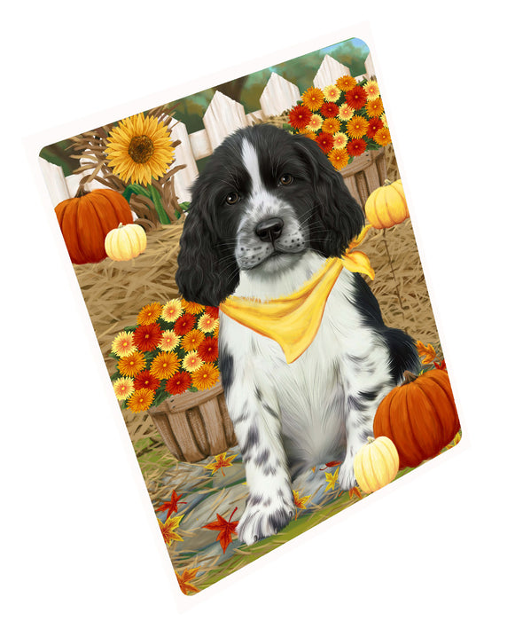 Fall Pumpkin Autumn Greeting Springer Spaniel Dog Cutting Board - For Kitchen - Scratch & Stain Resistant - Designed To Stay In Place - Easy To Clean By Hand - Perfect for Chopping Meats, Vegetables, CA83474