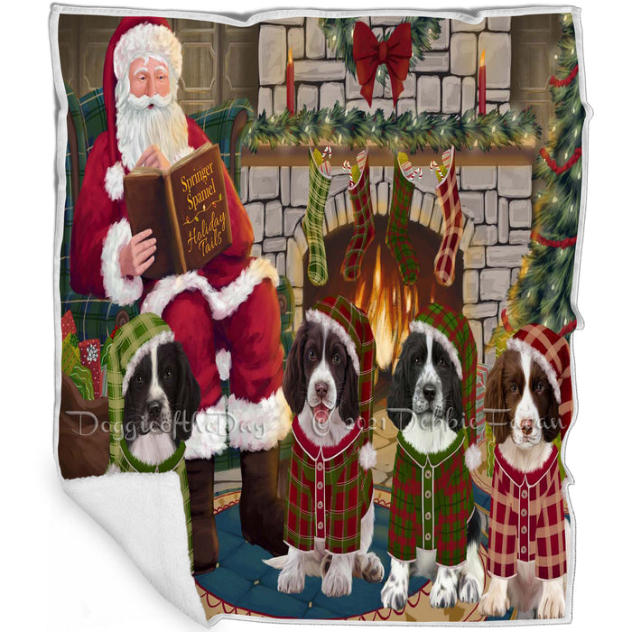 Christmas Cozy Holiday Tails Springer Spaniel Dogs Blanket BLNKT142849