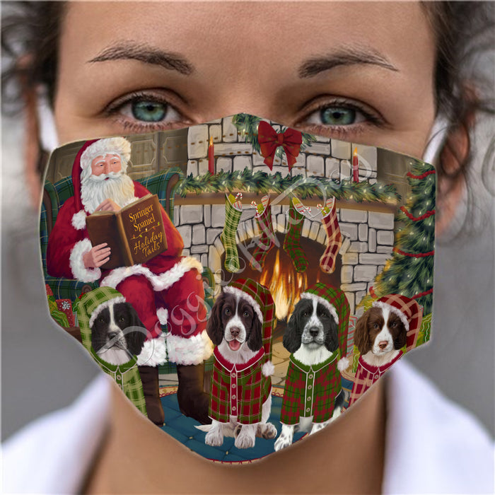 Christmas Cozy Holiday Fire Tails Springer Spaniel Dogs Face Mask FM48673