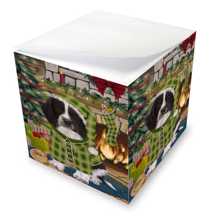 The Christmas Stocking was Hung Springer Spaniel Dog Note Cube NOC-DOTD-A57811