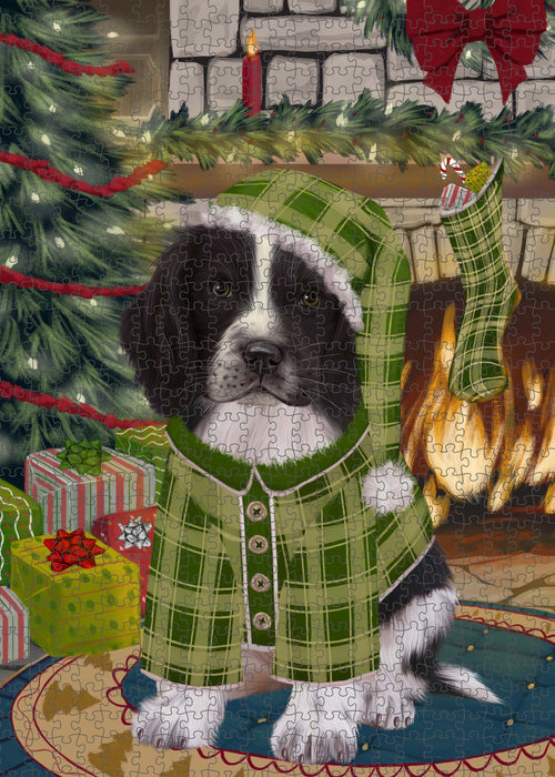 The Christmas Stocking was Hung Springer Spaniel Dog Portrait Jigsaw Puzzle for Adults Animal Interlocking Puzzle Game Unique Gift for Dog Lover's with Metal Tin Box PZL931