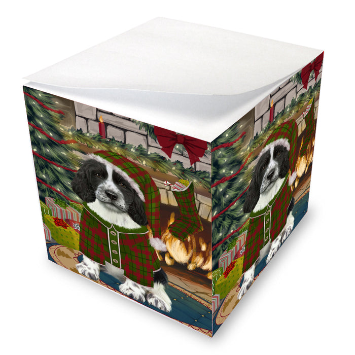 The Christmas Stocking was Hung Springer Spaniel Dog Note Cube NOC-DOTD-A57812
