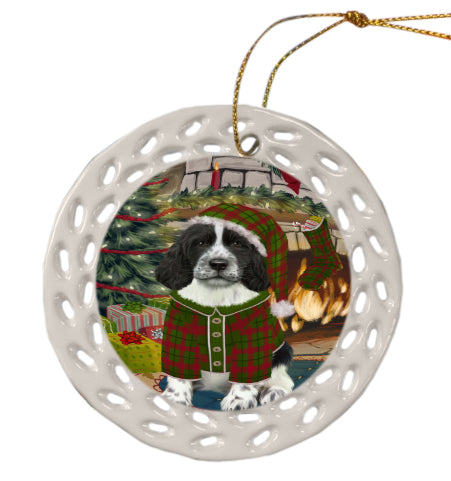 The Christmas Stocking was Hung Springer Spaniel Dog Doily Ornament DPOR59107