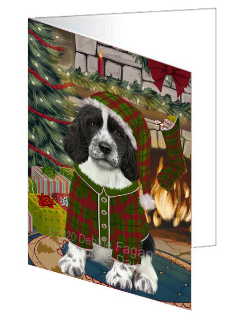 The Christmas Stocking was Hung Springer Spaniel Dog Handmade Artwork Assorted Pets Greeting Cards and Note Cards with Envelopes for All Occasions and Holiday Seasons