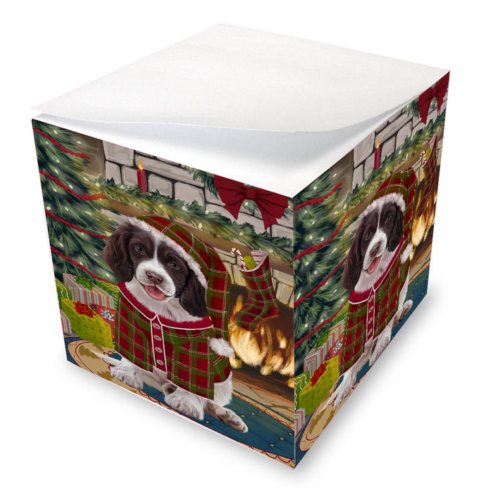 The Christmas Stocking was Hung Springer Spaniel Dog Note Cube NOC-DOTD-A57813