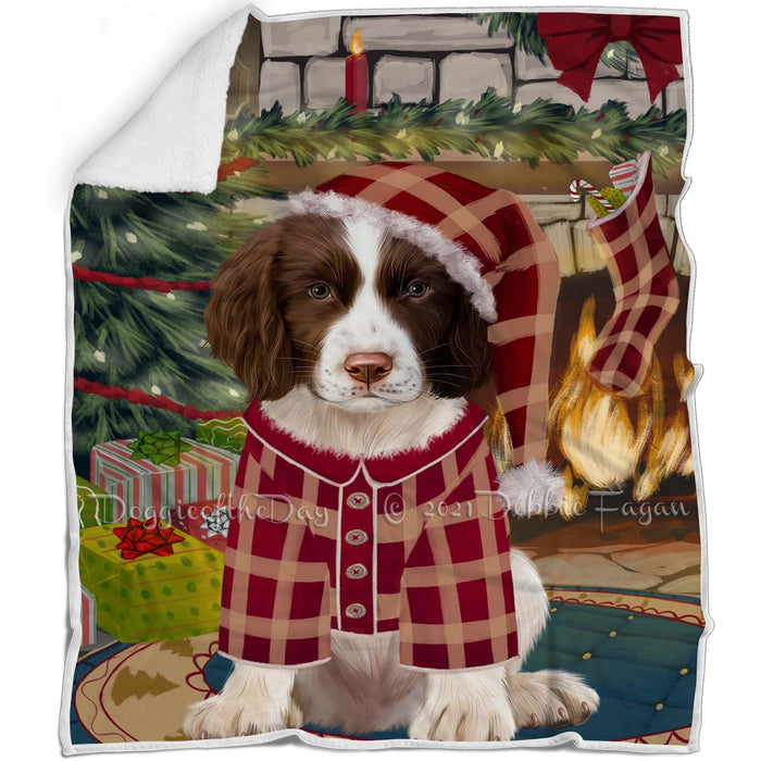 The Stocking was Hung Springer Spaniel Dog Blanket BLNKT142294