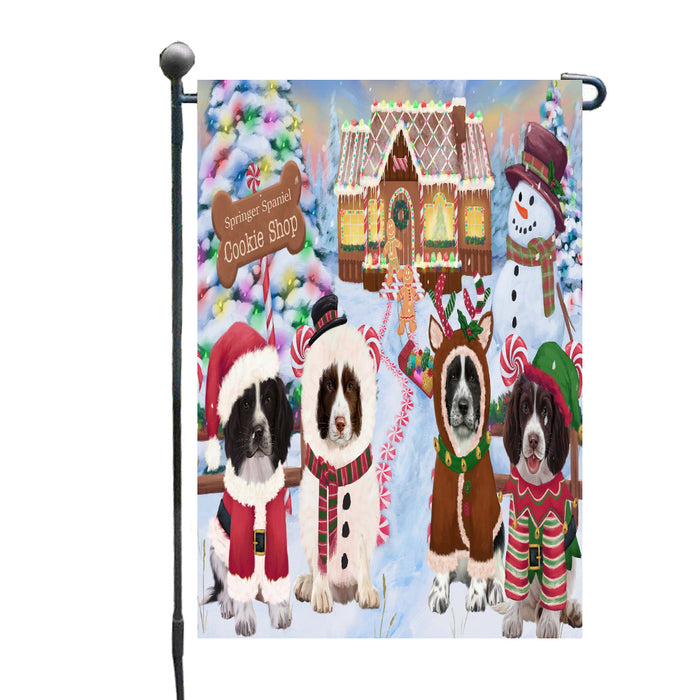 Christmas Gingerbread Cookie Shop Springer Spaniel Dogs Garden Flags Outdoor Decor for Homes and Gardens Double Sided Garden Yard Spring Decorative Vertical Home Flags Garden Porch Lawn Flag for Decorations
