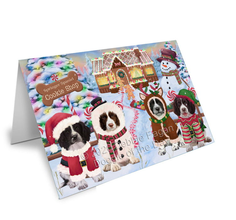 Christmas Gingerbread Cookie Shop Springer Spaniel Dogs Handmade Artwork Assorted Pets Greeting Cards and Note Cards with Envelopes for All Occasions and Holiday Seasons