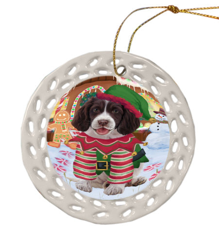 Christmas Gingerbread Elf Springer Spaniel Dog Doily Ornament DPOR58763
