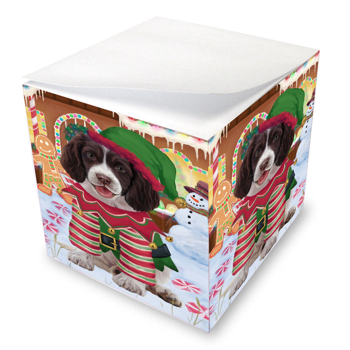 Christmas Gingerbread Elf Springer Spaniel Dog Note Cube NOC-DOTD-A57392