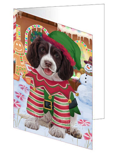 Christmas Gingerbread Elf Springer Spaniel Dog Handmade Artwork Assorted Pets Greeting Cards and Note Cards with Envelopes for All Occasions and Holiday Seasons