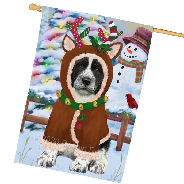Christmas Gingerbread Reindeer Springer Spaniel Dog House Flag Outdoor Decorative Double Sided Pet Portrait Weather Resistant Premium Quality Animal Printed Home Decorative Flags 100% Polyester