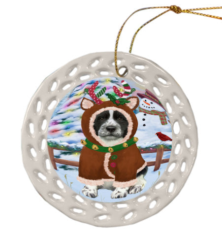 Christmas Gingerbread Reindeer Springer Spaniel Dog Doily Ornament DPOR58771