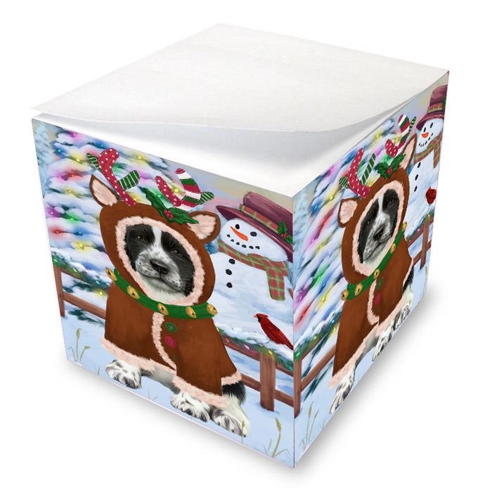 Christmas Gingerbread Reindeer Springer Spaniel Dog Note Cube NOC-DOTD-A57400