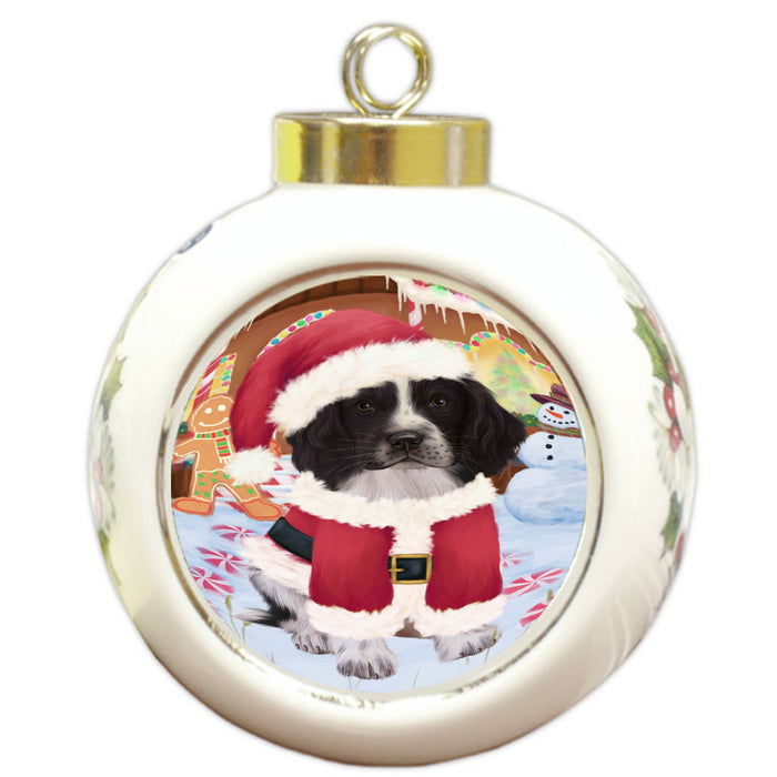 Christmas Gingerbread Candyfest Springer Spaniel Dog Round Ball Christmas Ornament Pet Decorative Hanging Ornaments for Christmas X-mas Tree Decorations - 3" Round Ceramic Ornament