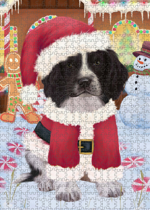 Christmas Gingerbread Candyfest Springer Spaniel Dog Portrait Jigsaw Puzzle for Adults Animal Interlocking Puzzle Game Unique Gift for Dog Lover's with Metal Tin Box