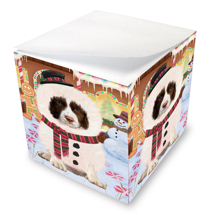 Christmas Gingerbread Snowman Springer Spaniel Dog Note Cube NOC-DOTD-A57384