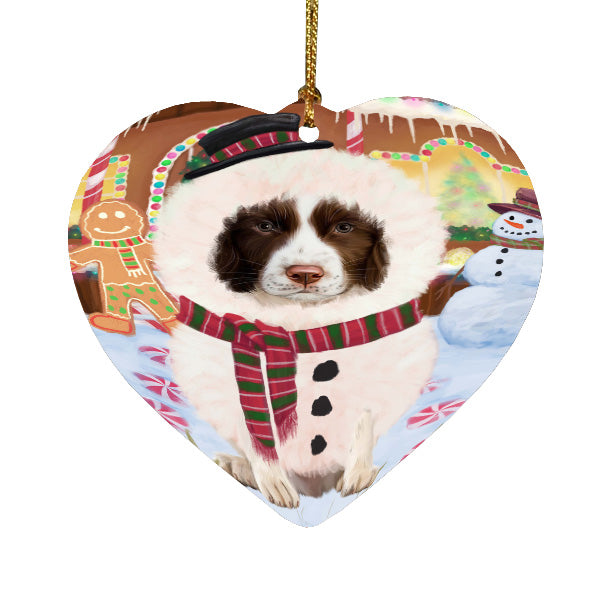 Christmas Gingerbread Snowman Springer Spaniel Dog Heart Christmas Ornament HPORA59104
