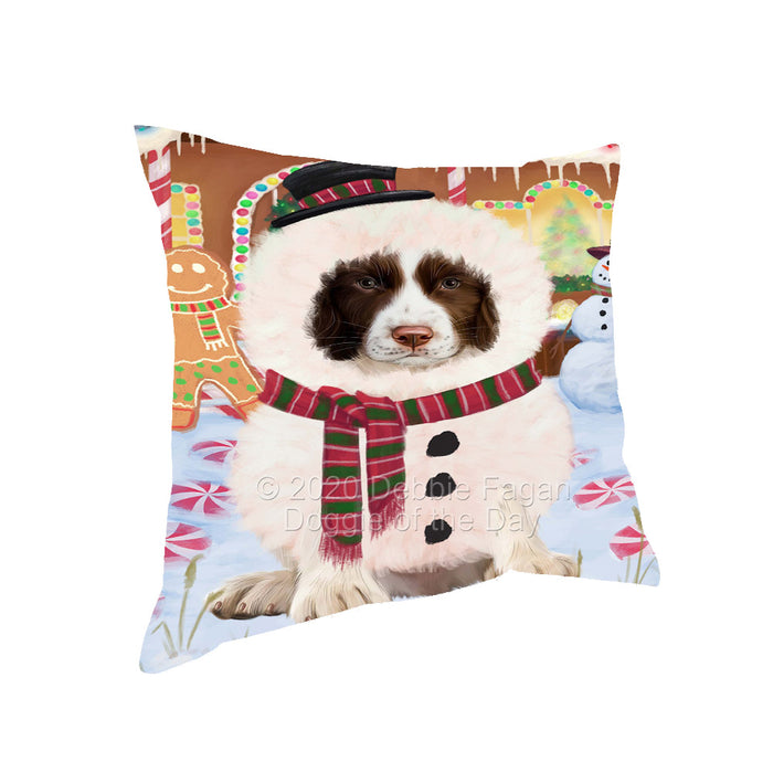 Christmas Gingerbread Snowman Springer Spaniel Dog Pillow with Top Quality High-Resolution Images - Ultra Soft Pet Pillows for Sleeping - Reversible & Comfort - Ideal Gift for Dog Lover - Cushion for Sofa Couch Bed - 100% Polyester