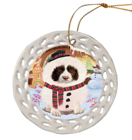Christmas Gingerbread Snowman Springer Spaniel Dog Doily Ornament DPOR58755