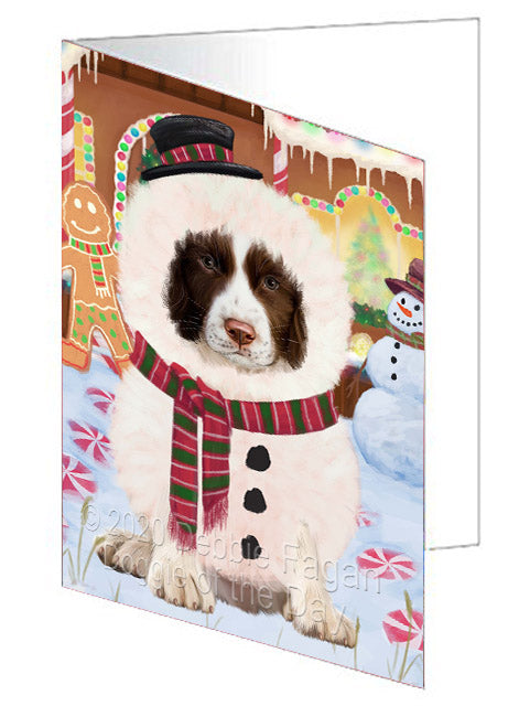 Christmas Gingerbread Snowman Springer Spaniel Dog Handmade Artwork Assorted Pets Greeting Cards and Note Cards with Envelopes for All Occasions and Holiday Seasons