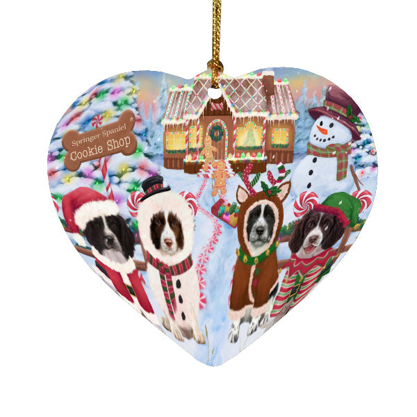 Christmas Gingerbread Cookie Shop Springer Spaniel Dogs Heart Christmas Ornament HPORA58949