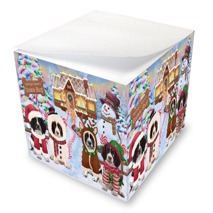 Christmas Gingerbread Cookie Shop Springer Spaniel Dogs Note Cube NOC-DOTD-A57229