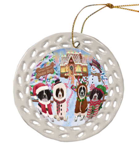 Christmas Gingerbread Cookie Shop Springer Spaniel Dogs Doily Ornament DPOR58600