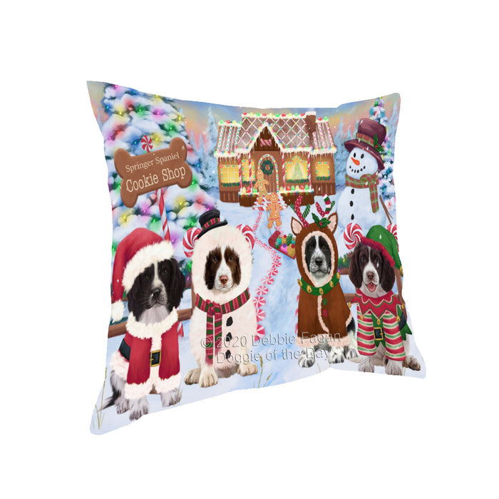 Christmas Gingerbread Cookie Shop Springer Spaniel Dogs Pillow with Top Quality High-Resolution Images - Ultra Soft Pet Pillows for Sleeping - Reversible & Comfort - Ideal Gift for Dog Lover - Cushion for Sofa Couch Bed - 100% Polyester