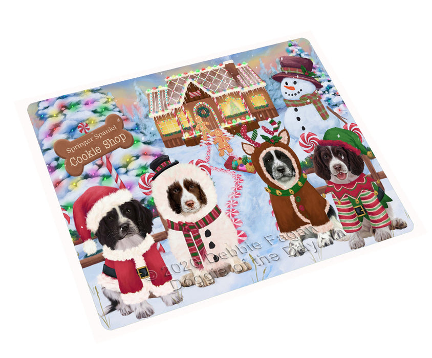 Christmas Gingerbread Cookie Shop Springer Spaniel Dogs Cutting Board - For Kitchen - Scratch & Stain Resistant - Designed To Stay In Place - Easy To Clean By Hand - Perfect for Chopping Meats, Vegetables