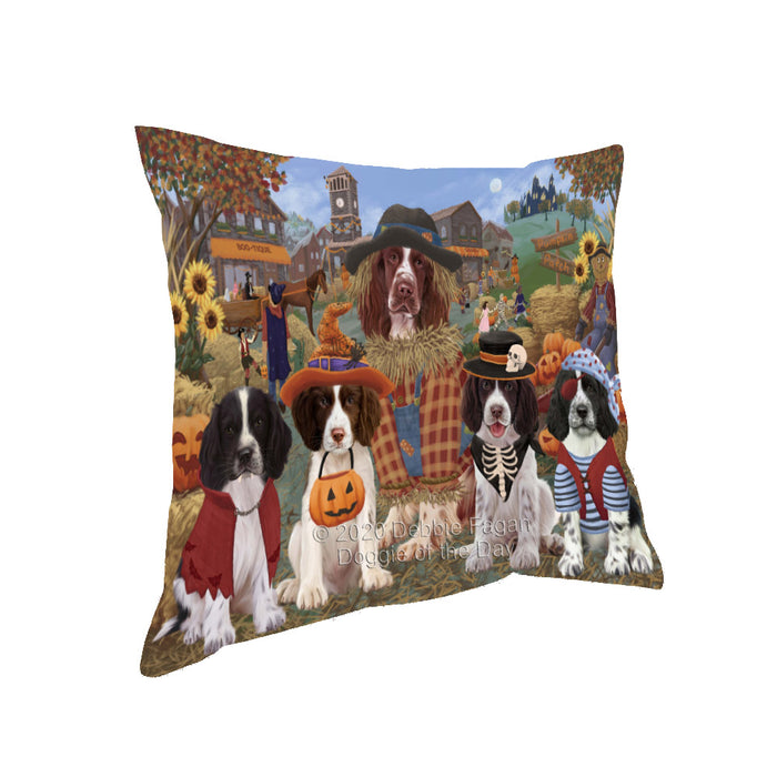 Halloween 'Round Town Springer Spaniel Dogs Pillow with Top Quality High-Resolution Images - Ultra Soft Pet Pillows for Sleeping - Reversible & Comfort - Ideal Gift for Dog Lover - Cushion for Sofa Couch Bed - 100% Polyester