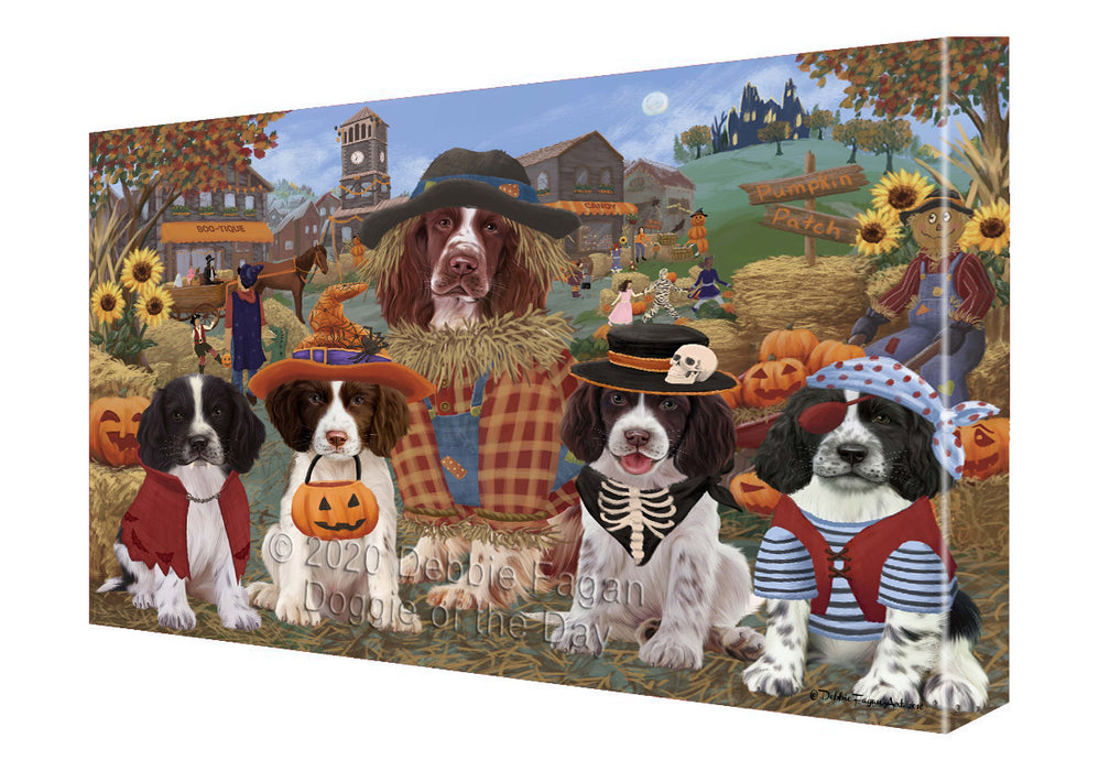 Halloween 'Round Town Springer Spaniel Dogs Canvas Wall Art - Premium Quality Ready to Hang Room Decor Wall Art Canvas - Unique Animal Printed Digital Painting for Decoration