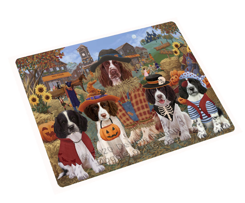Halloween 'Round Town Springer Spaniel Dogs Cutting Board - For Kitchen - Scratch & Stain Resistant - Designed To Stay In Place - Easy To Clean By Hand - Perfect for Chopping Meats, Vegetables