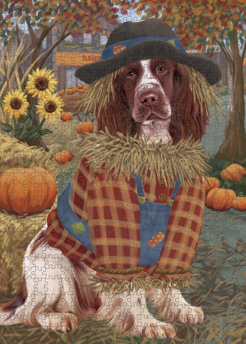 Halloween 'Round Town Springer Spaniel Dog Portrait Jigsaw Puzzle for Adults Animal Interlocking Puzzle Game Unique Gift for Dog Lover's with Metal Tin Box PZL489