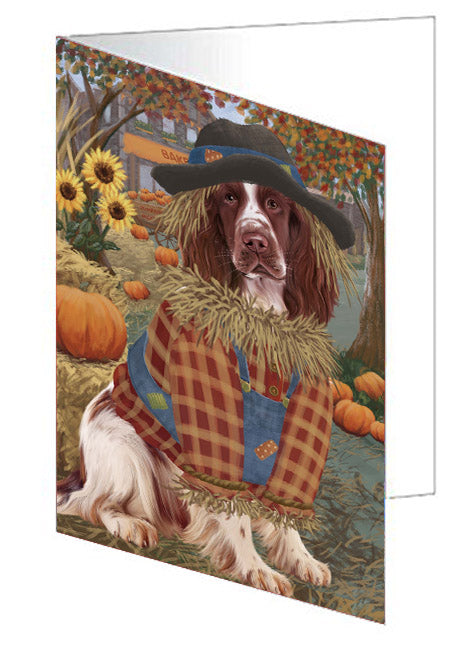 Halloween 'Round Town Springer Spaniel Dog Handmade Artwork Assorted Pets Greeting Cards and Note Cards with Envelopes for All Occasions and Holiday Seasons