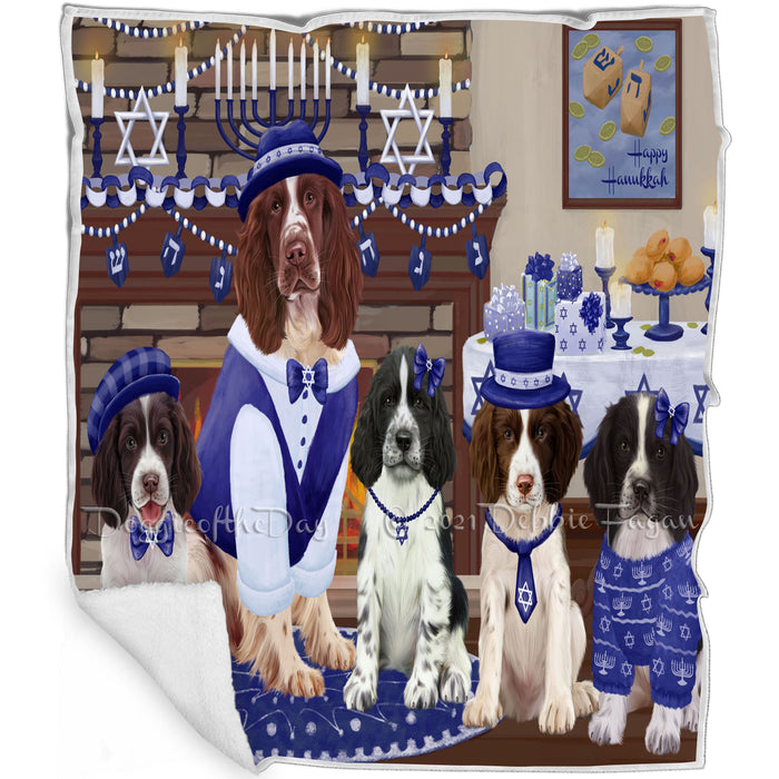 Happy Hanukkah Springer Spaniel Dogs Blanket BLNKT144059