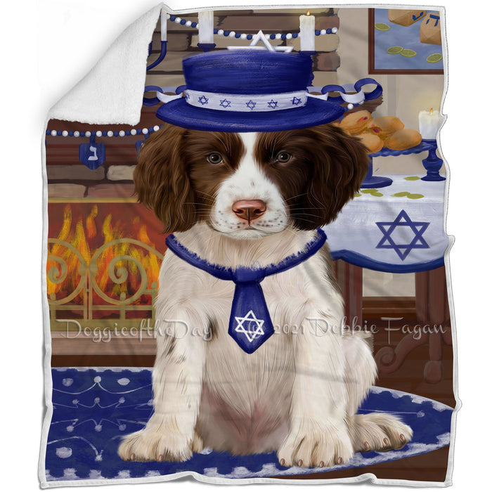 Happy Hanukkah Springer Spaniel Dog Blanket BLNKT144058