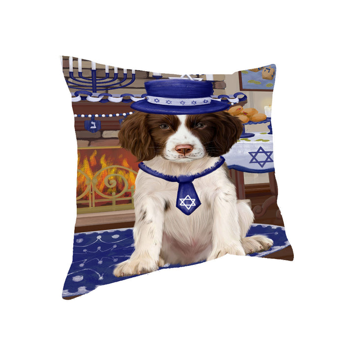Happy Hanukkah Family Springer Spaniel Dog Pillow with Top Quality High-Resolution Images - Ultra Soft Pet Pillows for Sleeping - Reversible & Comfort - Ideal Gift for Dog Lover - Cushion for Sofa Couch Bed - 100% Polyester