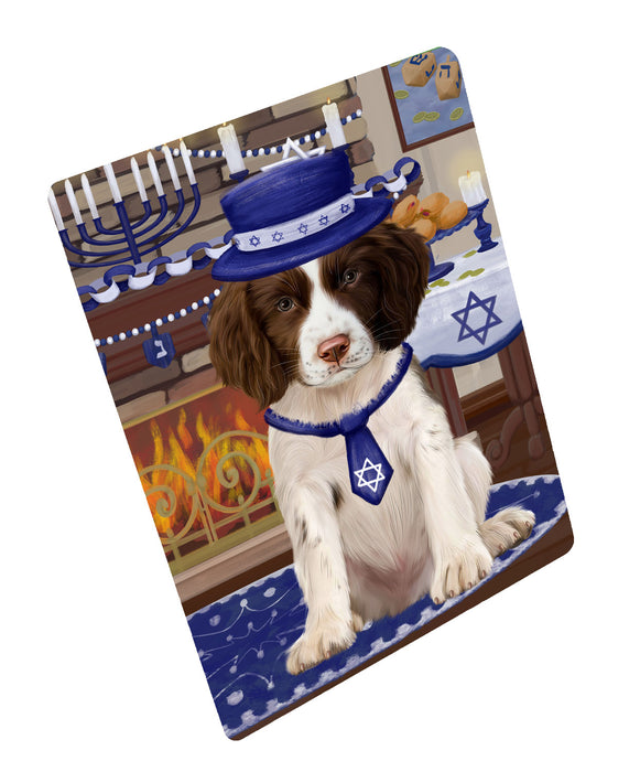 Happy Hanukkah Family Springer Spaniel Dog Cutting Board - For Kitchen - Scratch & Stain Resistant - Designed To Stay In Place - Easy To Clean By Hand - Perfect for Chopping Meats, Vegetables