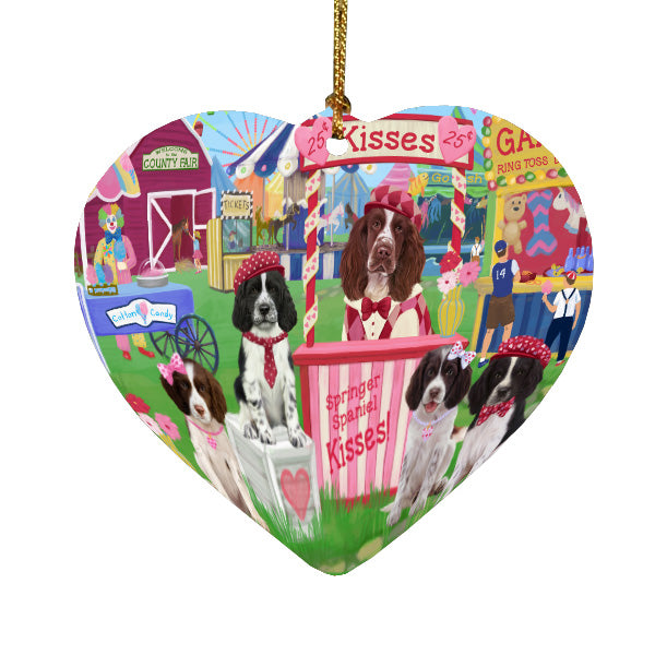 Carnival Kissing Booth Springer Spaniel Dogs Heart Christmas Ornament HPORA58957