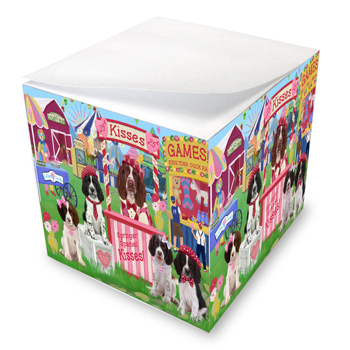 Carnival Kissing Booth Springer Spaniel Dogs Note Cube NOC-DOTD-A57237