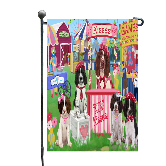 Carnival Kissing Booth Springer Spaniel Dogs Garden Flags Outdoor Decor for Homes and Gardens Double Sided Garden Yard Spring Decorative Vertical Home Flags Garden Porch Lawn Flag for Decorations