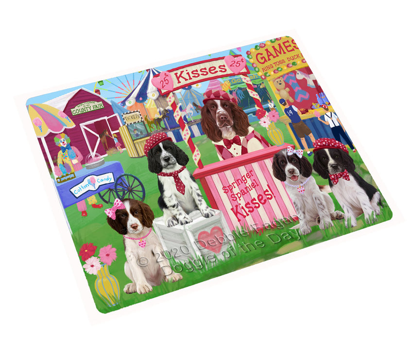 Carnival Kissing Booth Springer Spaniel Dogs Cutting Board - For Kitchen - Scratch & Stain Resistant - Designed To Stay In Place - Easy To Clean By Hand - Perfect for Chopping Meats, Vegetables