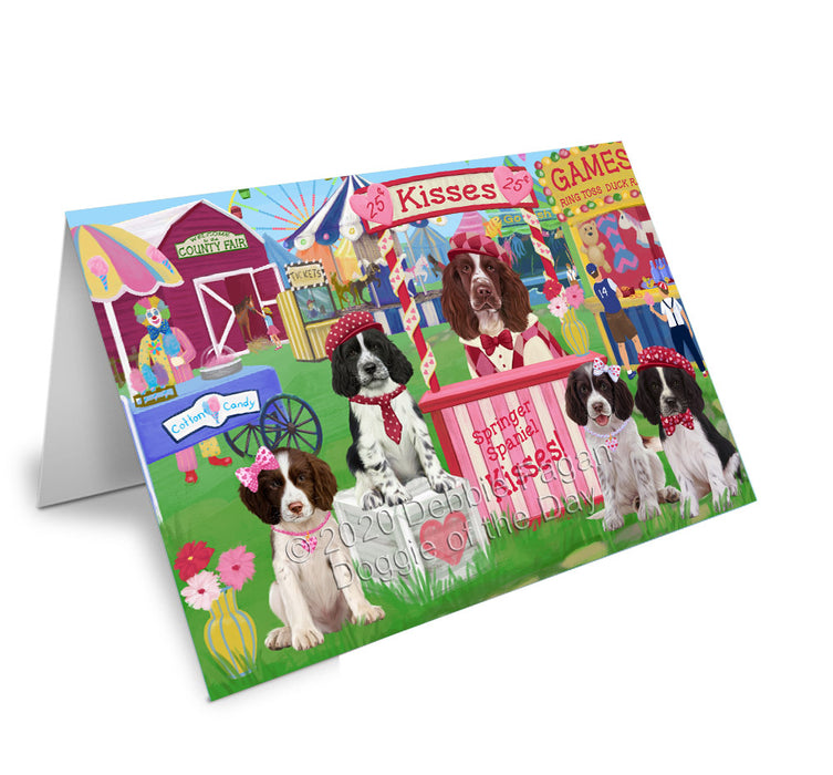 Carnival Kissing Booth Springer Spaniel Dogs Handmade Artwork Assorted Pets Greeting Cards and Note Cards with Envelopes for All Occasions and Holiday Seasons