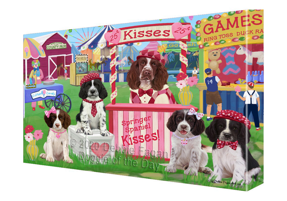 Carnival Kissing Booth Springer Spaniel Dogs Canvas Wall Art - Premium Quality Ready to Hang Room Decor Wall Art Canvas - Unique Animal Printed Digital Painting for Decoration